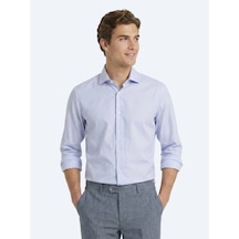 Kip Açık Mavi Mikro Regular Fit Uzun Dokuma Casual %100 Pamuk Gömlek