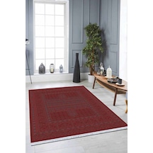Bordo Yöresel Dokuma Pamuk Tabanlı Kaymaz Kilim Klm322n11