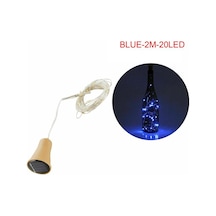 Mavi Güneş Enerjisi Şarap Şişesi Işıkları Led Dizeleri Bakır Tel Ev Partisi Dekorasyonu 2m20led