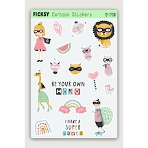 Sevimli Süper Kız Ve Arkadaşları Sticker Seti - 17 Adet Etiket Çıkartma Diğer