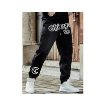 Tarzsokak Sporsity Letter Graphic Drawstring Eşofman Altı Siyah