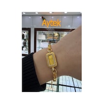 24 Ayar Gram Altınlı Külçe Pullu Bileklik Sarı