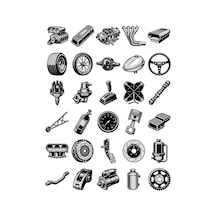 30 Adet Klasik Drag Yarışı Sticker Seti - Laptop, Kask, Su Matarası Çok Renkli