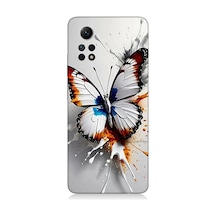 Xiaomi Redmi Note 12 Pro 4g Uyumlu Beyaz Kelebek Desenli Silikon Kılıf