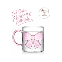 Fiyonklu Borosilikat Fenomen Cam Kupa 180 Ml,ısıya Dayanıklı Çift Cidarlı Cam Bardak,şeffaf Tasarım,pembe Kudele Detaylı Kahve Çay Kupası Pembe