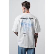 Respire Erkek Refined Baskılı Oversize T-shirt Ekru