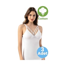 Tezzgelsin Kadın 3'lü Ip Askılı Çapraz Detay Modelli Atlet Beyaz