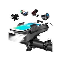 Springsun Usb Şarjlı Bisiklet Farı Ve Telefon Tutucu - 4000mah Pil, 3 Led, 5 Ses Modu Siyah