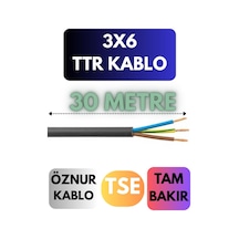 Öznur 3x6 Ttr Kablo, 30 Metre, Siyah Standart