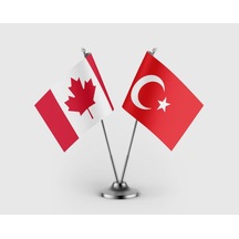 Kanada Bayrağı Ve Türk Bayrağı İkili Saten Masa Bayrağı Takımı Diğer