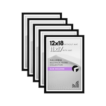 12x18 Resim Çerçevesi Seti 5 İnç Siyah - 11x17 Mat Veya 12x18 Çerçeve Mat İle Birlikte Kullanın - Resim Çerçeveleri Kolaj Duvar Dekoru Pleksiglas Kapaklı - Galeri Duvar Çerçevesi Seti