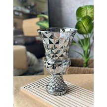 Diamond Desenli Kristal Cam Vazo - 28x15 Cm Hediyelik Lüx Vazo Modern & Lüks Dekoratif Büyük Boy Vazo Şeffaf