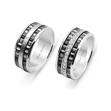 Lilarote Kare Desenli Çift Alyans 14 Ayar