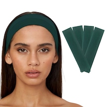 4lü Kadın Saç Bandı Bandana Pamuk Likralı Spor Headband K. Yeşil Koyu Yeşil