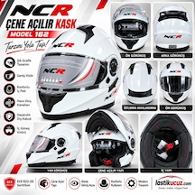 Ncr-162 Çene Açılır Gözlüklü Ece-22-05 Belgeli Kask Parlak Beyaz