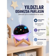 Projektör Işıklı Ve Aromaterapi Destekli Taşınabilir Nemlendirici Cihaz Usb Bağlantılı Altın - Çok Renkli