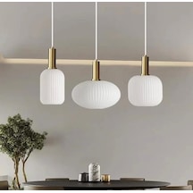 Rsylight Rustik Dekoratif Metal Modern Masa Üstü Eskitme Kaplama Beyaz Opal Camlı 3 Lü Avize Siyah