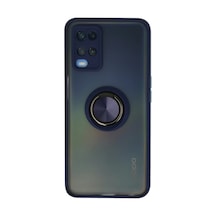 Oppo A54 4g Uyumlu Kılıf Montreal Yüzüklü Silikon Kapak - Lacivert