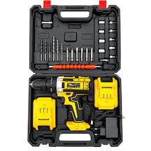 18v Çift Akülü Darbeli Şarjlı Matkap Vidalama Seti 1850 Rpm Aksesuar Setli Plastik Çantalı Matkap