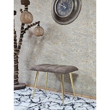 Zafir Gold Sivriltme Ayaklı 60 Cm Puf Bench - Puf - Bench - Oturak - Mutfak Oturağı - Antre Oturağı Kahverengi