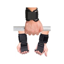 2 Adet Ağırlık Kaldırma Kancası Tutma Yardımcısı Bar Fitness Bilekliği Lifting Hooks Straps Siyah