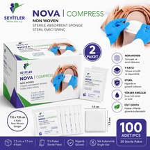 Nova Steril Kompres 7,5cm 7,5cm 4 Katlı 5'li 200'lü 2 Paket