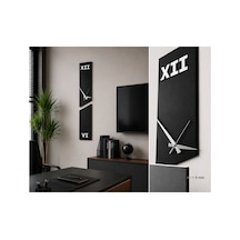 Arliadesign Modern Dekoratif Duvar Saati 20 X 100 Cm / Siyah Beyaz 5 Mm Mdf / Sessiz Mekanizmalı Salon Ve Ofis Saati