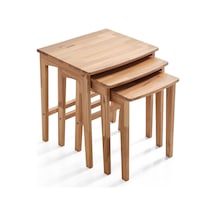 Ready Natural Üçlü Zigon Sehpa Ceviz Kayın Sehpa Ahşap