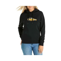 Cıvıc Typer Baskılı Siyah Kadın Kapşonlu Sweatshirt