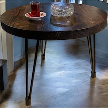 Köknar Orta Sehpa 50 Çap Ahşap - Siyah