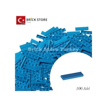 Yedek Parçalar, 100 Adet 1x4 Tile Düz Fayans Parçası, Koyu Mavi Renk Dark Azure ,2431