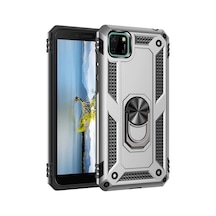 Durukar Huawei Y5p Kılıf Sofya Yüzüklü Silikon Kapak - Gümüş