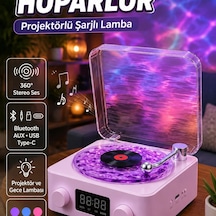 Retro Pikap Tasarımlı Bluetooth Hoparlör Projektörlü Şarjlı Gece Lambası