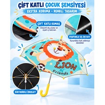 Mubx 6 Telli Fiber Çift Katlı Çocuk Şemsiyesi Rüzgarda Kırılmaz Şemsiye Sarı