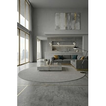 Luxera Modern Perfectly Yün Tuşeli Akrilik Yuvarlak Halı Lu05 Gri