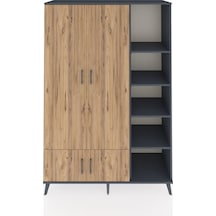 Hyperion Dolap 6 Raflı 4 Kapaklı Tek Askılı 132x44x195 Antrasit-çam/antrasit Atlas Çam/antrasıt