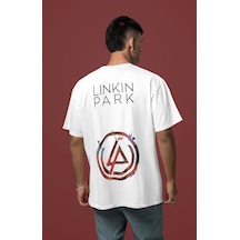 Sevbano Linkin Park Sırt Baskılı Unisex Oversize Müzik Grubu Tişört Beyaz