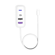 Y3 Araç Arka Koltuk Şarj Cihazı Tip C + 1 M Uzatma Kablosu Çift Usb Hızlı Şarj Adaptörü