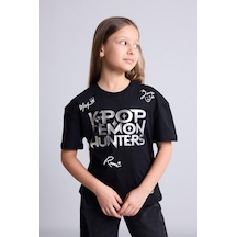 Defacto Kpop - Demon Hunters Relax Fıt Bisiklet Yaka Kısa Kollu Tişört Kız Çocuk H7317a826smbk81 Siyah-bk81