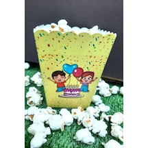 8'li Çocuk Parti Mısır Kutusu - Popcorn Kutusu - Doğum Günü İkram Hediye - Orta Boy Standart