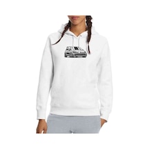 Vw Golf Gtı Baskılı Beyaz Kadın Kapşonlu Sweatshirt (534810671)