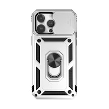 Apple iPhone Uyumlu 14 Pro Kılıf Pars Lens Yüzüklü Silikon - Gümüş Bzsxx00 1
