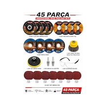 İrişka 45 Parça Profesyonel Avuç Taşlama Seti 115 Mm