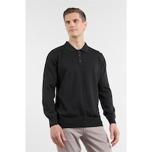 İmza Siyah Polo Yaka Cepsiz Comfort Fit Classic Triko Kazak 1012255255