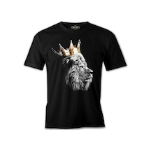 Aslan - Kral Taç Siyah Erkek Tshirt
