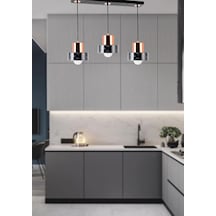 Tt017-3S-Msy Tt Aydınlatma Mermer Desen 3 Lü Sıralı Siyah Avize