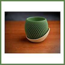 Bezos 3d Baskı Küre Saksı - Kafes Dokulu İki Parçalı Dekoratif Saksı - Yeşil-bej Hb006 05917735