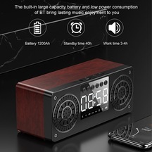 Suofeng A10 Bluetooth 5.0 Hoparlör Saati - Radyo/tf Kart/usb/aux Destekli, Led Saat Gösterimi, Ahşap Desenli Çok Fonksiyonlu Ses Cihazı