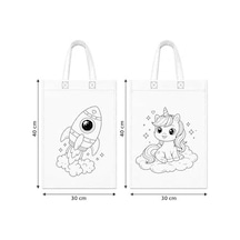 10'lu Boyanabilir Bez Çanta Seti 30x40 Cm Çift Taraflı Baskılı Çocuk Aktivite Çantası