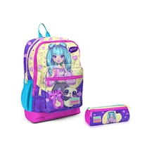 Coral High Mor Pembe Anime İlkokul Sırt Çantası Ve Kalemlik Seti